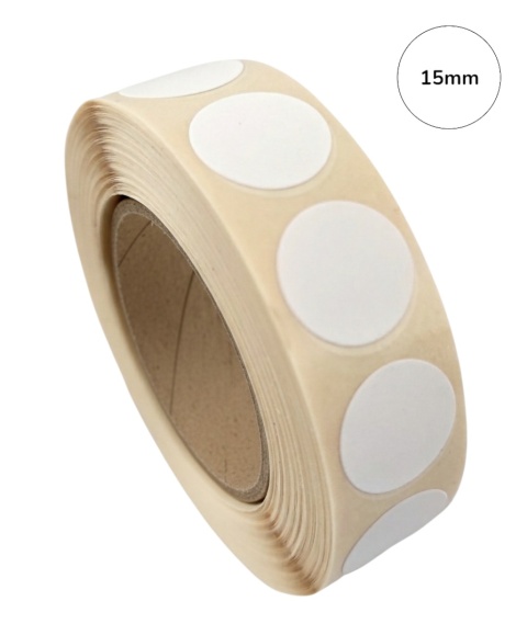 Zaklejki strzeleckie samoprzylepne do tarcz 15 mm - 1000 szt. białe