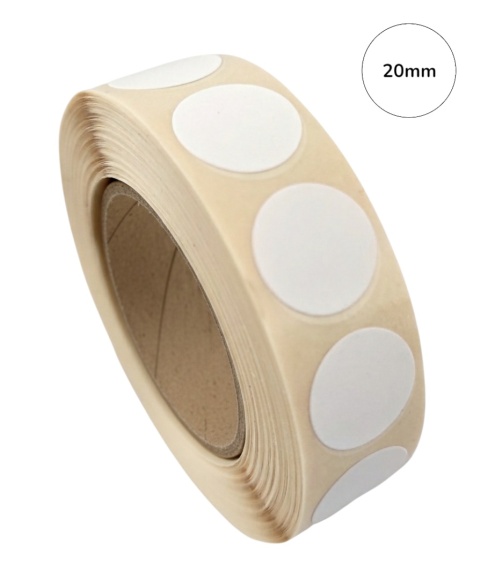 Zaklejki strzeleckie samoprzylepne do tarcz 20 mm - 1000 szt. białe